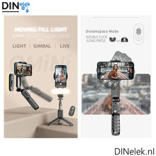 Afbeelding in Gallery-weergave laden, DINelek Mini met Led Verlichting 3in1 Anti-shake Gimbal/Mobiele Telefoon Stabilisator + Selfie Stick + Driepoot Statief