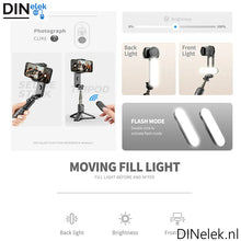 Afbeelding in Gallery-weergave laden, DINelek Mini met Led Verlichting 3in1 Anti-shake Gimbal/Mobiele Telefoon Stabilisator + Selfie Stick + Driepoot Statief