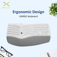 Afbeelding in Gallery-weergave laden, Delux draadloos ergonomisch toetsenbord met BT en 107 toetsen