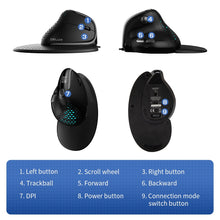 Afbeelding in Gallery-weergave laden, Delux Seeker ergonomische muis (horizontaal scrol & BT)