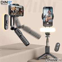 Afbeelding in Gallery-weergave laden, DINelek Mini met Led Verlichting 3in1 Anti-shake Gimbal/Mobiele Telefoon Stabilisator + Selfie Stick + Driepoot Statief

