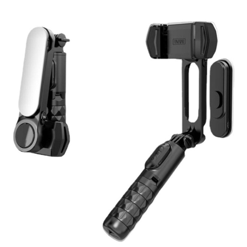 DINelek Mini met Led Verlichting 3in1 Anti-shake Gimbal/Mobiele Telefoon Stabilisator + Selfie Stick + Driepoot Statief