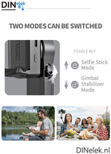Afbeelding in Gallery-weergave laden, DINelek Mini met Led Verlichting 3in1 Anti-shake Gimbal/Mobiele Telefoon Stabilisator + Selfie Stick + Driepoot Statief
