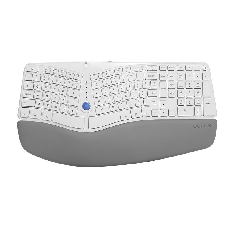Delux draadloos ergonomisch toetsenbord met BT en 107 toetsen