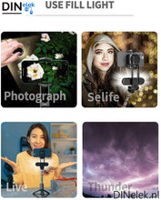 Afbeelding in Gallery-weergave laden, DINelek Mini met Led Verlichting 3in1 Anti-shake Gimbal/Mobiele Telefoon Stabilisator + Selfie Stick + Driepoot Statief
